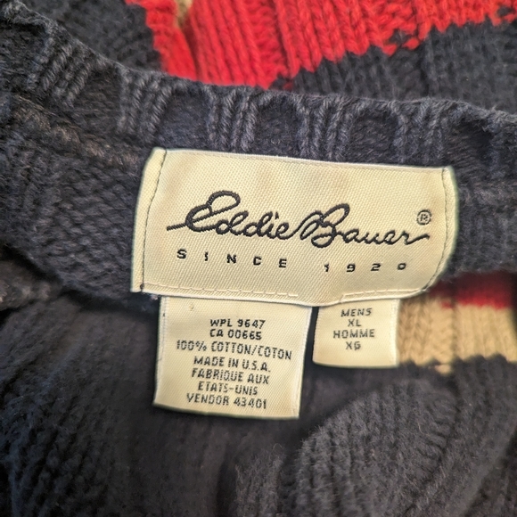 Eddie Bauer Men's Chunky Striped Cotton Sweater - Picture 2 of 7